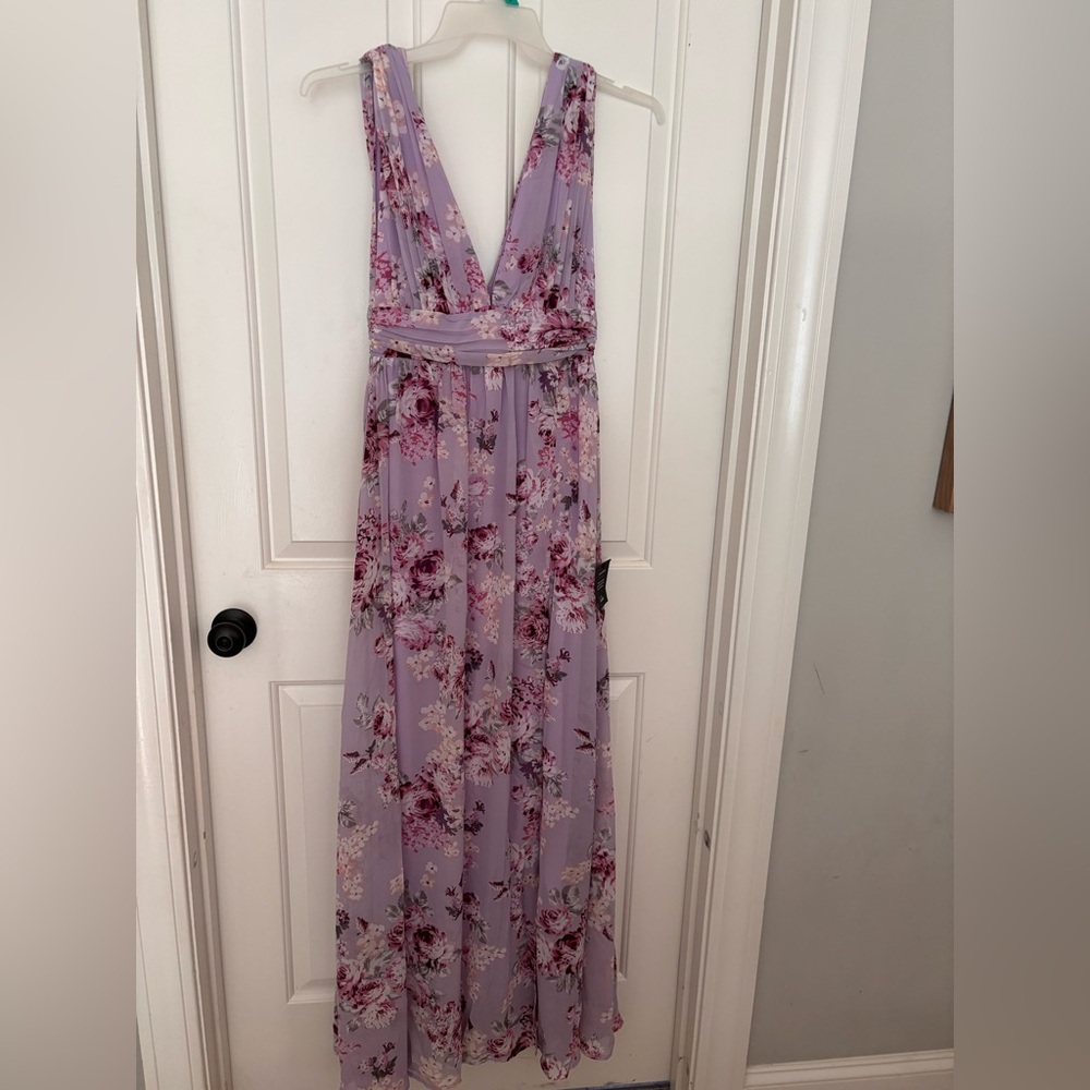 Lulu's Garden Meandering Lavender Floral Maxi Dress